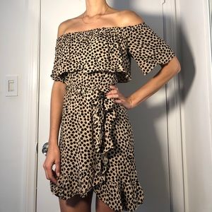 Off the shoulder polka dot dress